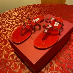 Valentino Women's Vibrant Red Rockstud Sandals